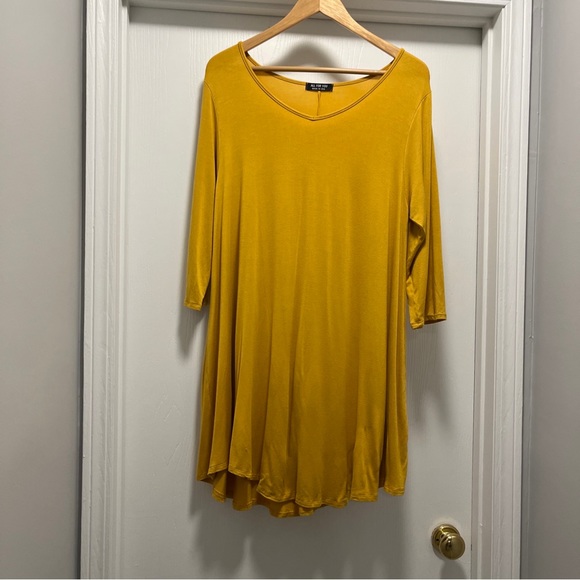 All For You 2XL Yellow T-Shirt Dress Made in the USA 3/4 sleeves Rayon/Spandex - Picture 2 of 9